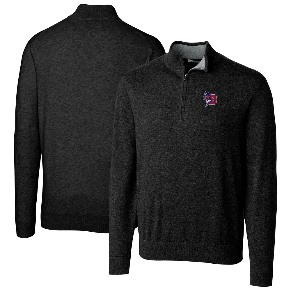 Men's Cutter & Buck Black Buffalo Bisons Big & Tall Lakemont Tri-Blend Quarter-Zip Pullover Sweater
