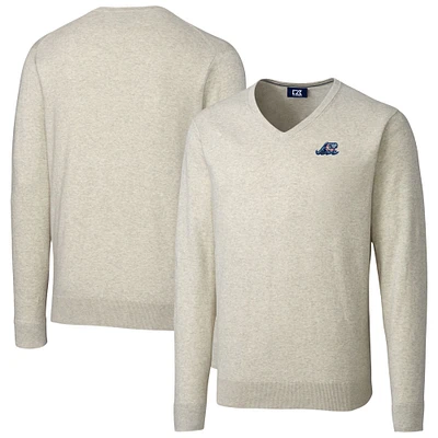 Men's Cutter & Buck Oatmeal West Michigan Whitecaps Big Tall Lakemont Tri-Blend V-Neck Pullover Sweater