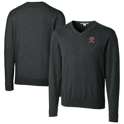 Men's Cutter & Buck Heather Charcoal Tacoma Rainiers Big Tall Lakemont Tri-Blend V-Neck Pullover Sweater