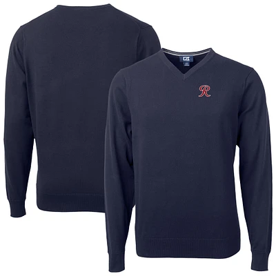 Men's Cutter & Buck Navy Tacoma Rainiers Big Tall Lakemont Tri-Blend V-Neck Pullover Sweater