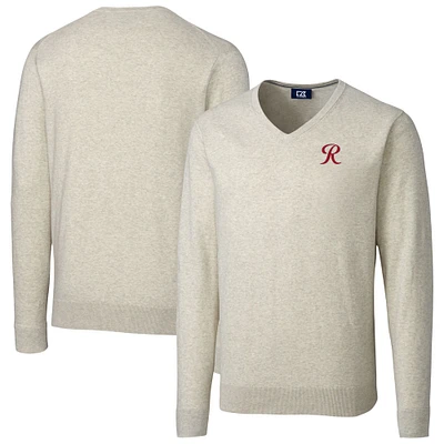 Men's Cutter & Buck Oatmeal Tacoma Rainiers Big Tall Lakemont Tri-Blend V-Neck Pullover Sweater