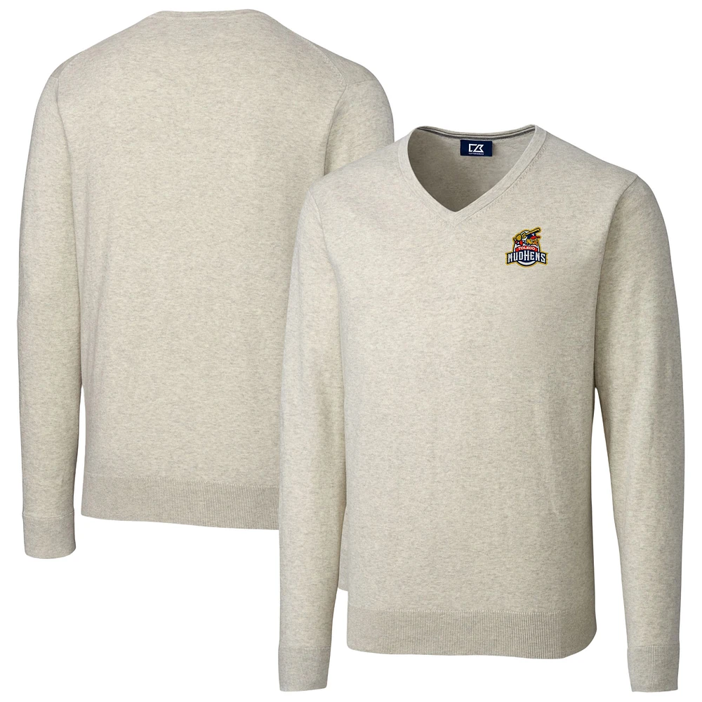 Men's Cutter & Buck Oatmeal Toledo Mud Hens Big Tall Lakemont Tri-Blend V-Neck Pullover Sweater