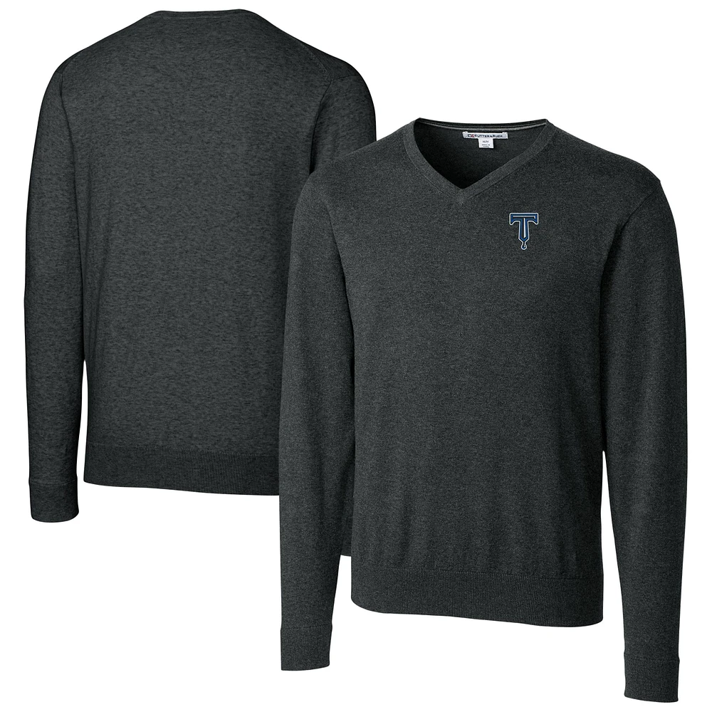 Men's Cutter & Buck Heather Charcoal Tulsa Drillers Big Tall Lakemont Tri-Blend V-Neck Pullover Sweater