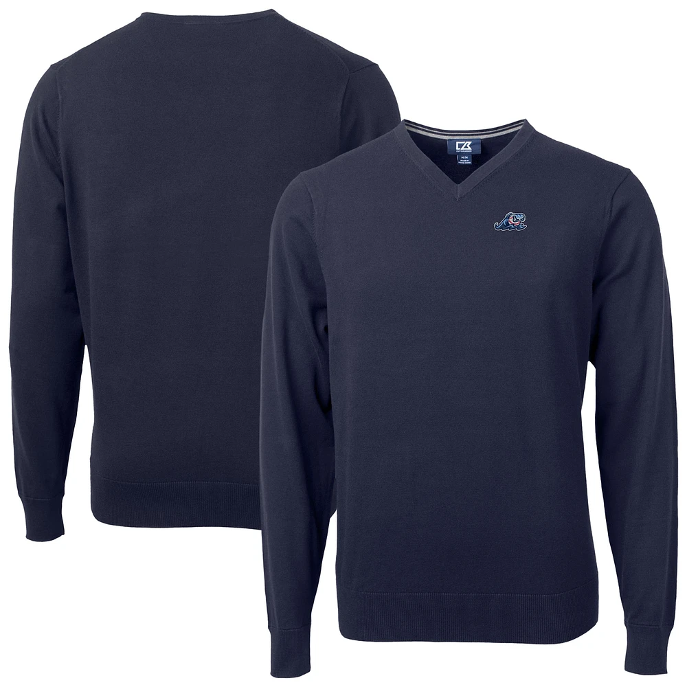 Men's Cutter & Buck Navy West Michigan Whitecaps Big & Tall Lakemont Tri-Blend V-Neck Pullover Sweater