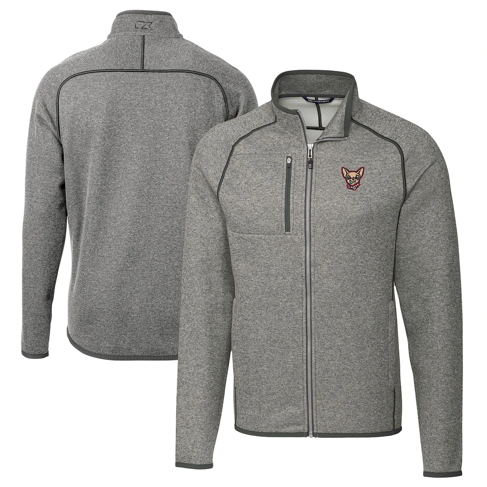 Men's Cutter & Buck Heather Gray El Paso Chihuahuas Big Tall Mainsail Sweater-Knit Full-Zip Jacket