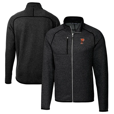 Men's Cutter & Buck Heather Charcoal Fresno Grizzlies Big Tall Mainsail Sweater-Knit Full-Zip Jacket