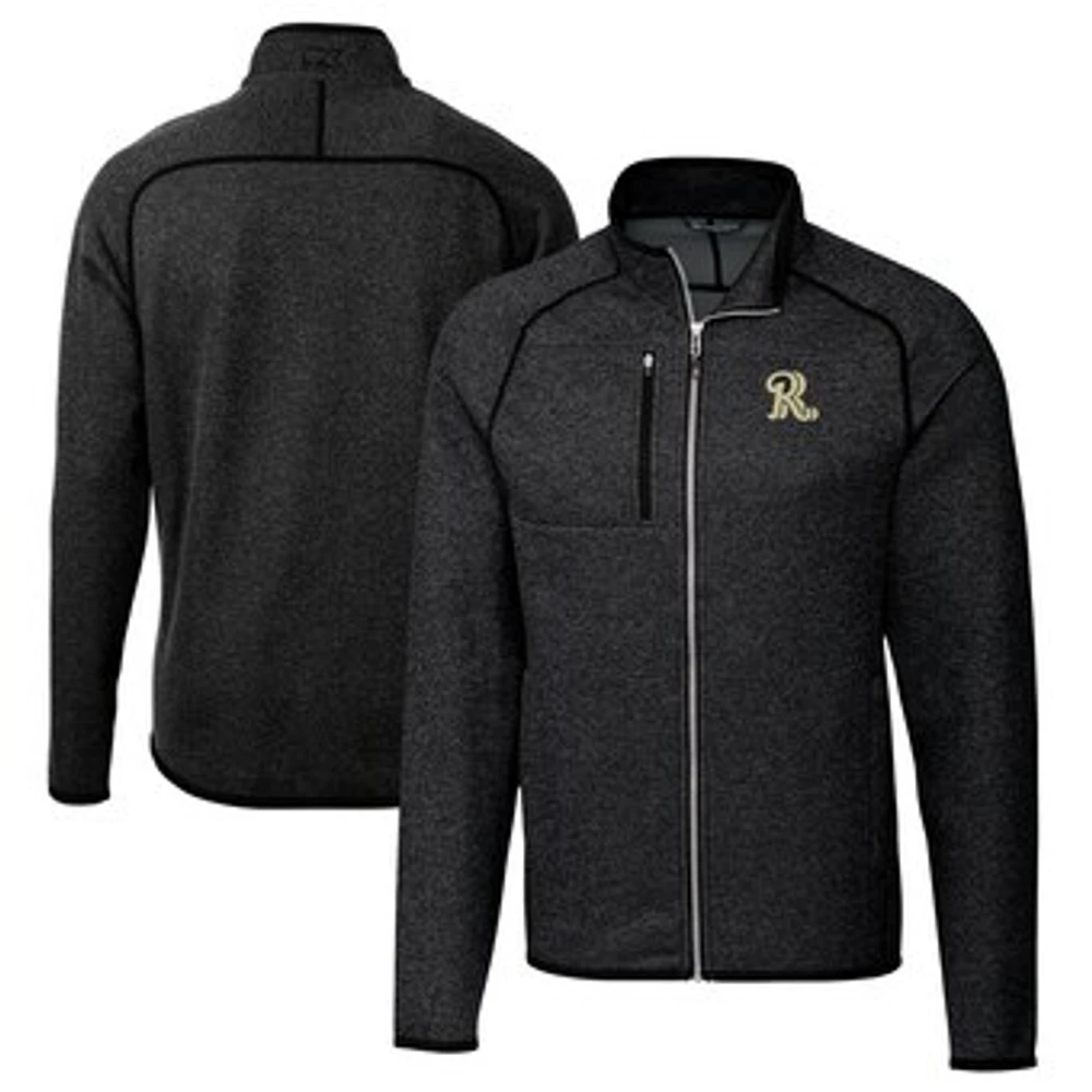 Men's Cutter & Buck Heather Charcoal Frisco RoughRiders Big Tall Mainsail Sweater-Knit Full-Zip Jacket