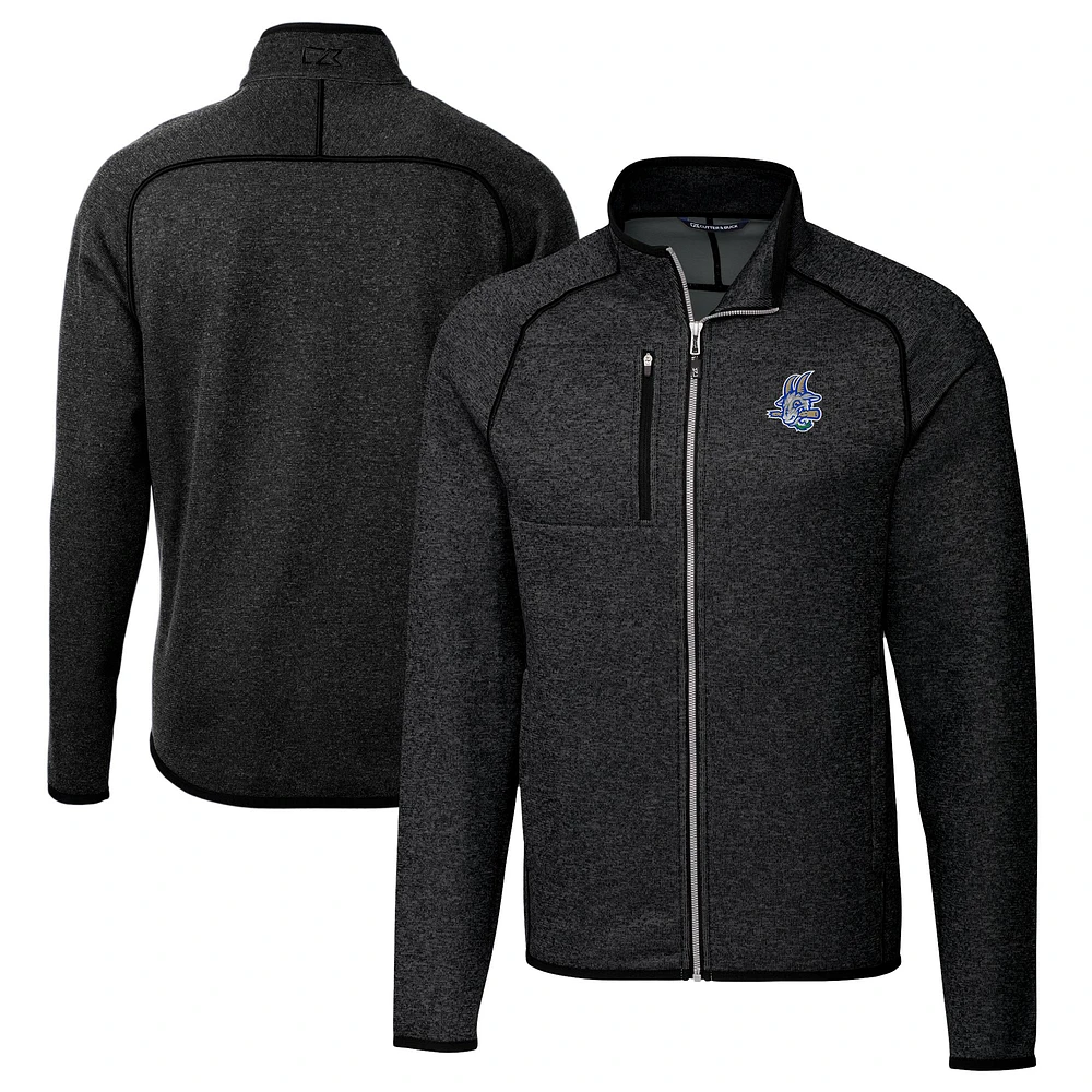 Men's Cutter & Buck Heather Charcoal Hartford Yard Goats Big Tall Mainsail Sweater-Knit Full-Zip Jacket
