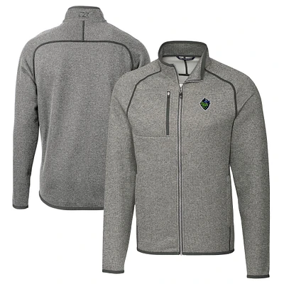 Men's Cutter & Buck Heather Gray Hillsboro Hops Big Tall Mainsail Sweater-Knit Full-Zip Jacket