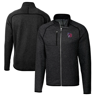Men's Cutter & Buck Heather Charcoal Buffalo Bisons Big Tall Mainsail Sweater-Knit Full-Zip Jacket