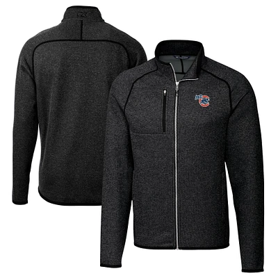 Men's Cutter & Buck Heather Charcoal Iowa Cubs Big Tall Mainsail Sweater-Knit Full-Zip Jacket