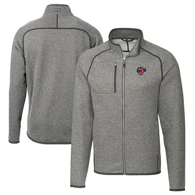 Men's Cutter & Buck Heather Gray Jacksonville Jumbo Shrimp Big Tall Mainsail Sweater-Knit Full-Zip Jacket