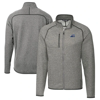 Men's Cutter & Buck Heather Gray West Michigan Whitecaps Big Tall Mainsail Sweater-Knit Full-Zip Jacket