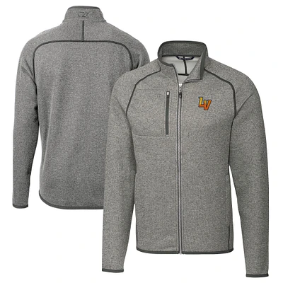Men's Cutter & Buck Heather Gray Las Vegas Aviators Big Tall Mainsail Sweater-Knit Full-Zip Jacket