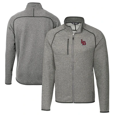 Men's Cutter & Buck Heather Gray Louisville Bats Big Tall Mainsail Sweater-Knit Full-Zip Jacket