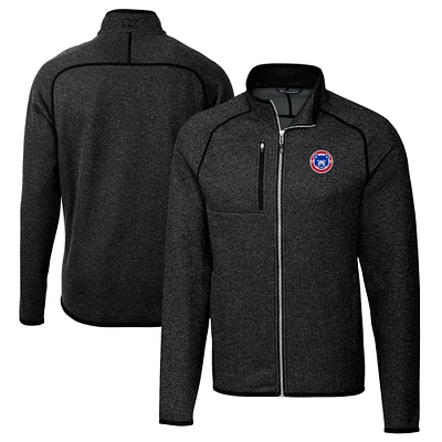 Men's Cutter & Buck Heather Charcoal South Bend Cubs Big Tall Mainsail Sweater-Knit Full-Zip Jacket