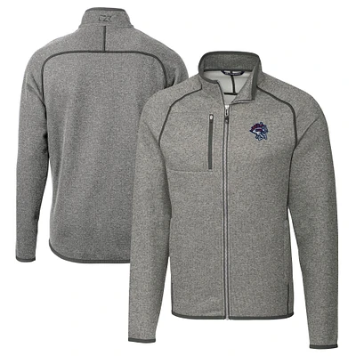 Men's Cutter & Buck Heather Gray Binghamton Rumble Ponies Big Tall Mainsail Sweater-Knit Full-Zip Jacket