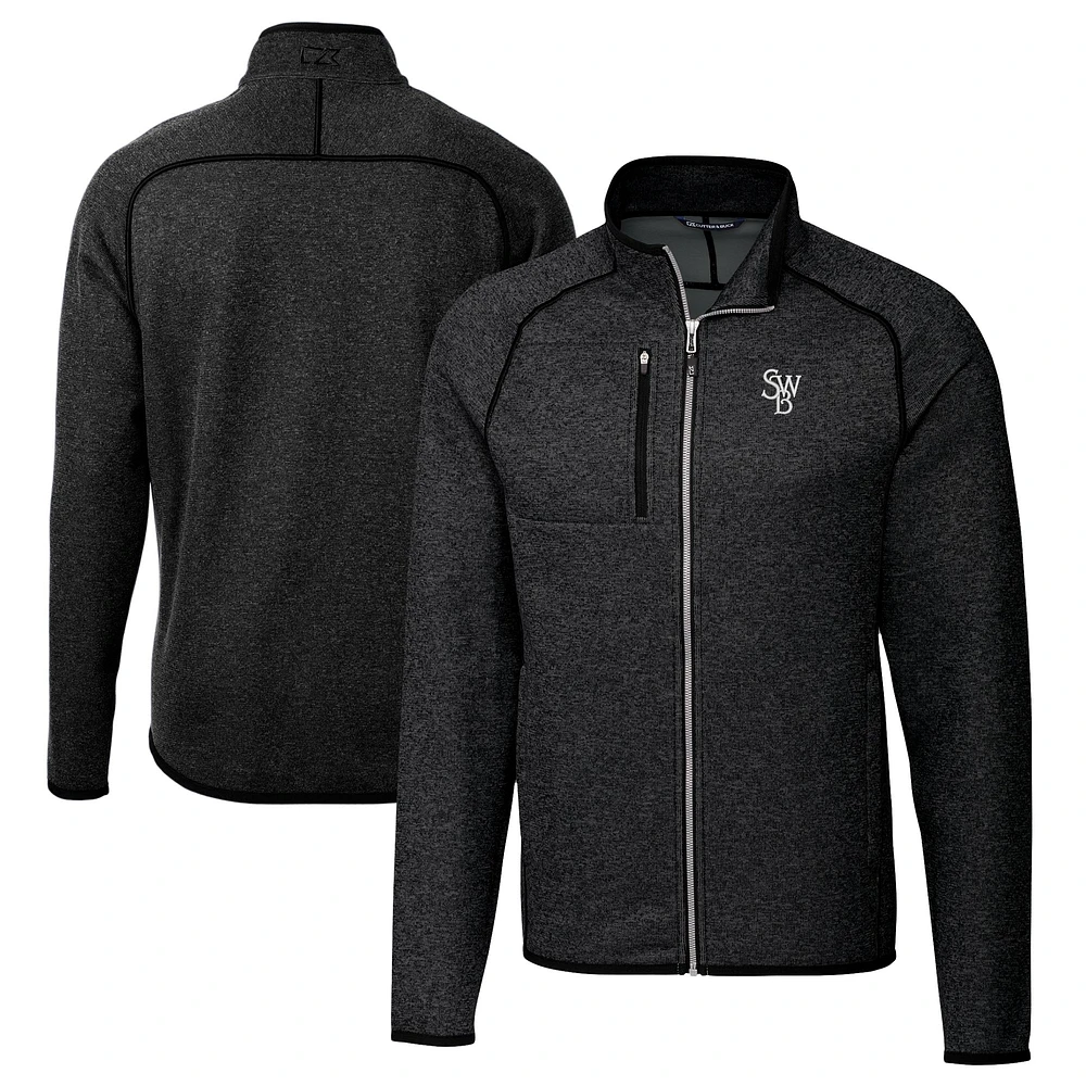 Men's Cutter & Buck Heather Charcoal Scranton Wilkes-Barre RailRiders Big Tall Mainsail Sweater-Knit Full-Zip Jacket