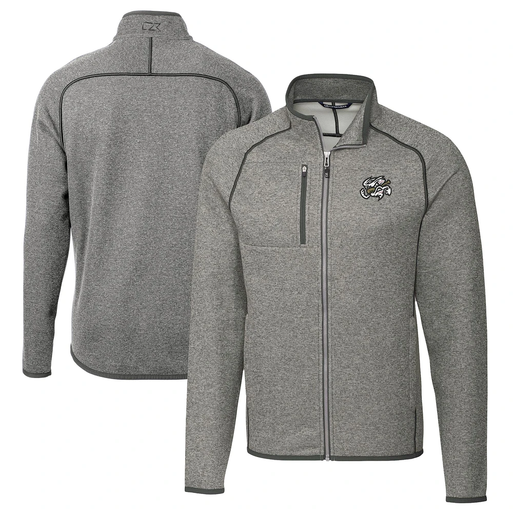 Men's Cutter & Buck Heather Gray Omaha Storm Chasers Big Tall Mainsail Sweater-Knit Full-Zip Jacket