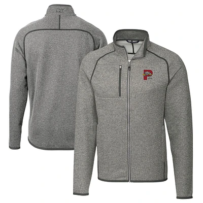 Men's Cutter & Buck Heather Gray Portland Sea Dogs Big Tall Mainsail Sweater-Knit Full-Zip Jacket