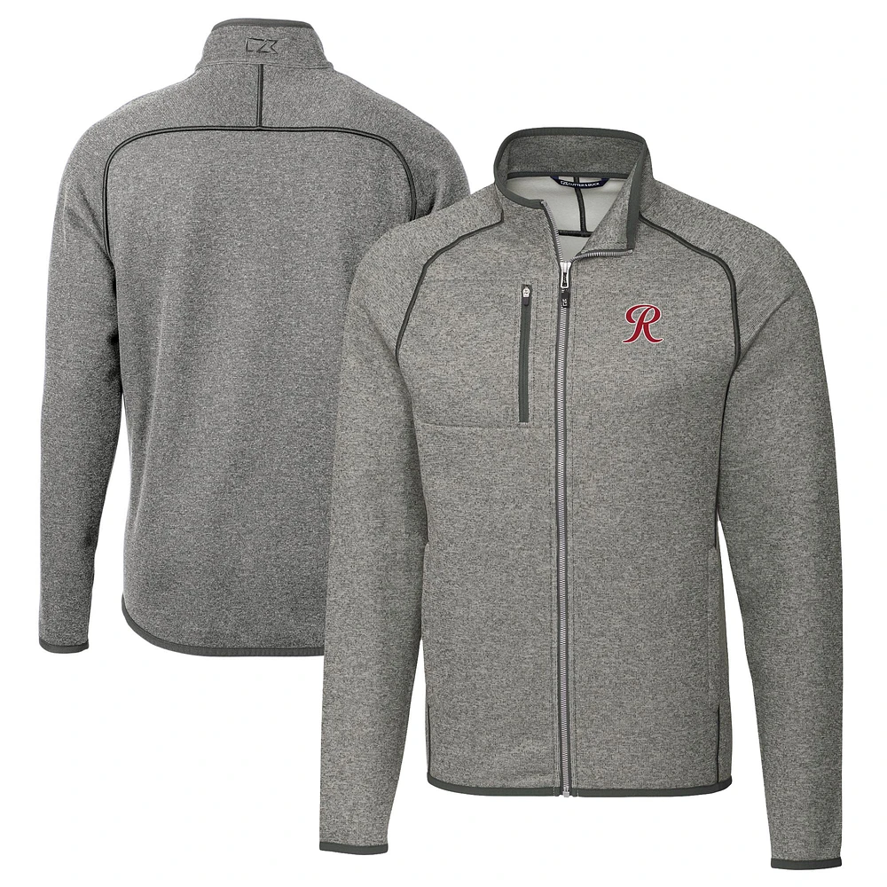 Men's Cutter & Buck Heather Gray Tacoma Rainiers Big Tall Mainsail Sweater-Knit Full-Zip Jacket