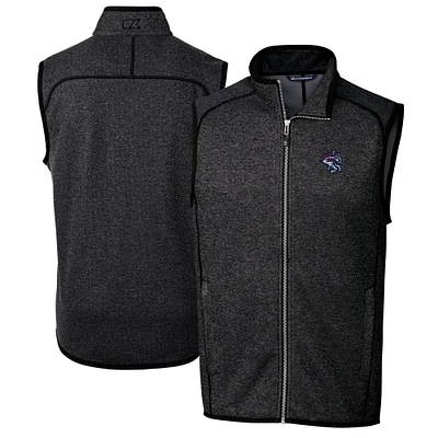 Men's Cutter & Buck Heather Charcoal Binghamton Rumble Ponies Big Tall Mainsail Sweater-Knit Full-Zip Vest