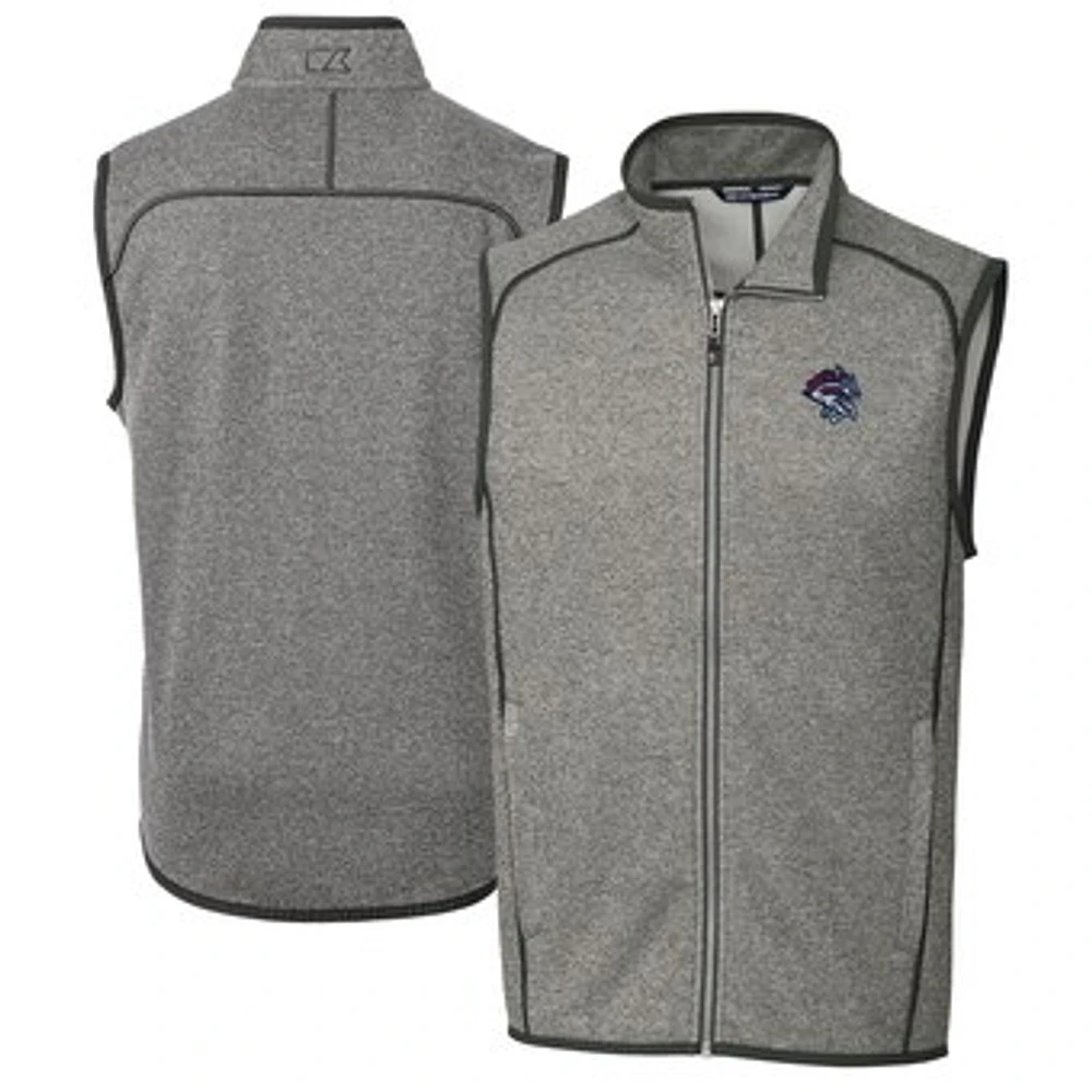 Men's Cutter & Buck Heather Gray Binghamton Rumble Ponies Big Tall Mainsail Sweater-Knit Full-Zip Vest