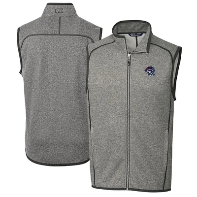 Men's Cutter & Buck Heather Gray Binghamton Rumble Ponies Big Tall Mainsail Sweater-Knit Full-Zip Vest