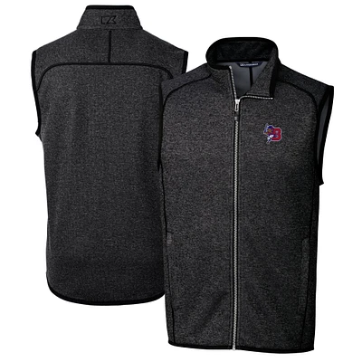 Men's Cutter & Buck Heather Charcoal Buffalo Bisons Big Tall Mainsail Sweater-Knit Full-Zip Vest