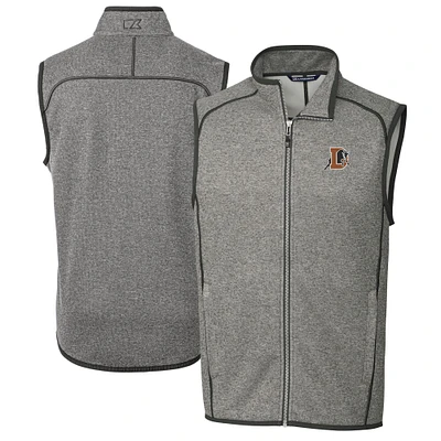 Men's Cutter & Buck Heather Gray Durham Bulls Big Tall Mainsail Sweater-Knit Full-Zip Vest