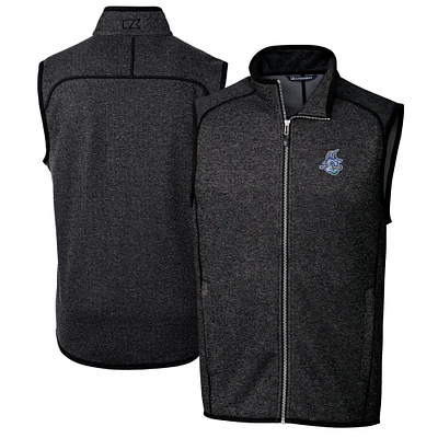 Men's Cutter & Buck Heather Charcoal Hartford Yard Goats Big Tall Mainsail Sweater-Knit Full-Zip Vest