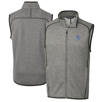 Men's Cutter & Buck Heather Gray Hartford Yard Goats Big Tall Mainsail Sweater-Knit Full-Zip Vest