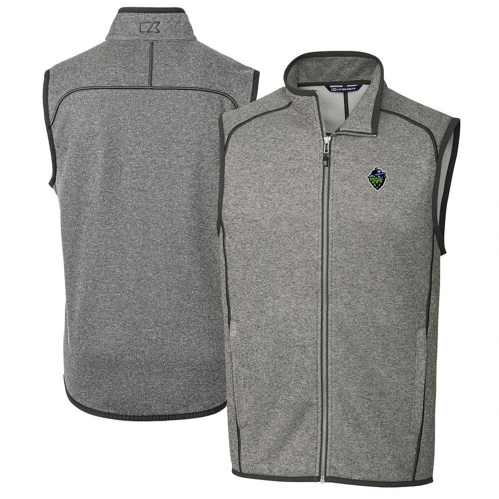 Men's Cutter & Buck Heather Gray Hillsboro Hops Big Tall Mainsail Sweater-Knit Full-Zip Vest