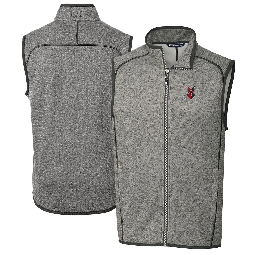 Men's Cutter & Buck Heather Gray Indianapolis Indians Big Tall Mainsail Sweater-Knit Full-Zip Vest