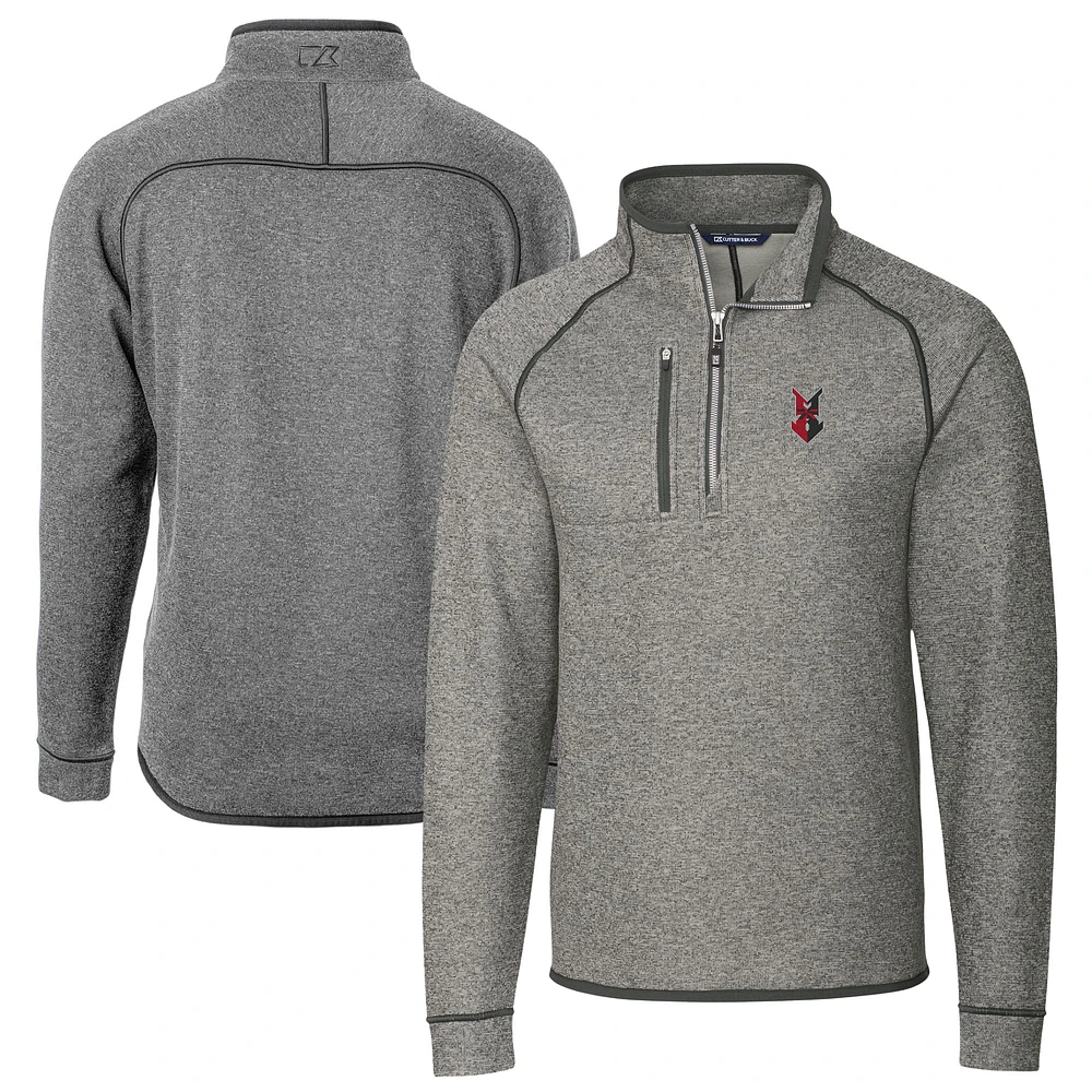 Men's Cutter & Buck Heather Gray Indianapolis Indians Big Tall Mainsail Sweater-Knit Half-Zip Pullover Jacket