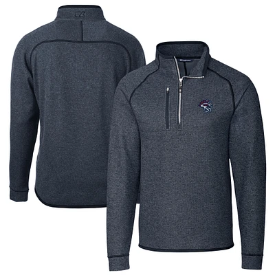 Men's Cutter & Buck Heather Navy Binghamton Rumble Ponies Big Tall Mainsail Sweater-Knit Half-Zip Pullover Jacket