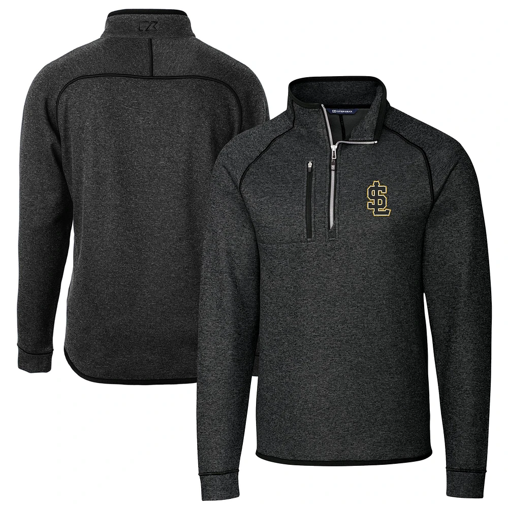 Men's Cutter & Buck Heather Charcoal Salt Lake Bees Big Tall Mainsail Sweater-Knit Half-Zip Pullover Jacket