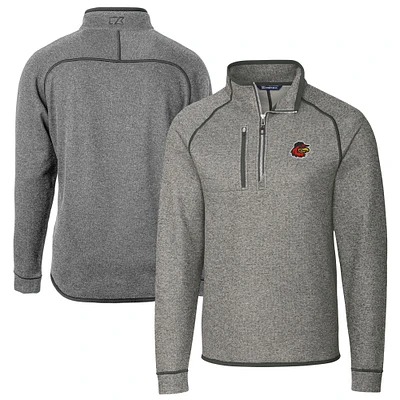 Men's Cutter & Buck Heather Gray Rochester Red Wings Big Tall Mainsail Sweater-Knit Half-Zip Pullover Jacket