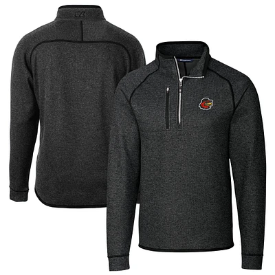 Men's Cutter & Buck Heather Charcoal Rochester Red Wings Big Tall Mainsail Sweater-Knit Half-Zip Pullover Jacket