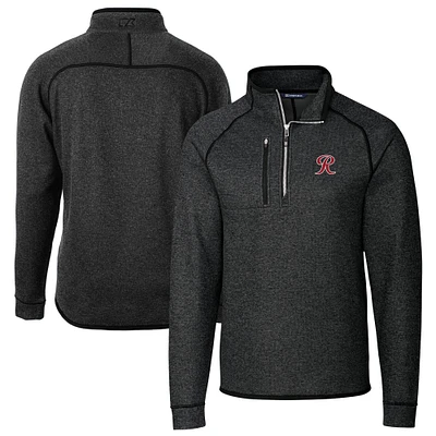 Men's Cutter & Buck Heather Charcoal Tacoma Rainiers Big Tall Mainsail Sweater-Knit Half-Zip Pullover Jacket