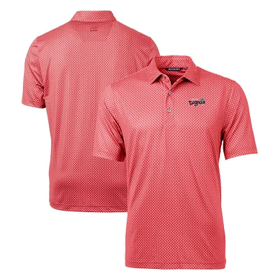 Men's Cutter & Buck Red Lansing Lugnuts Big Tall Pike Banner Print Stretch Polo