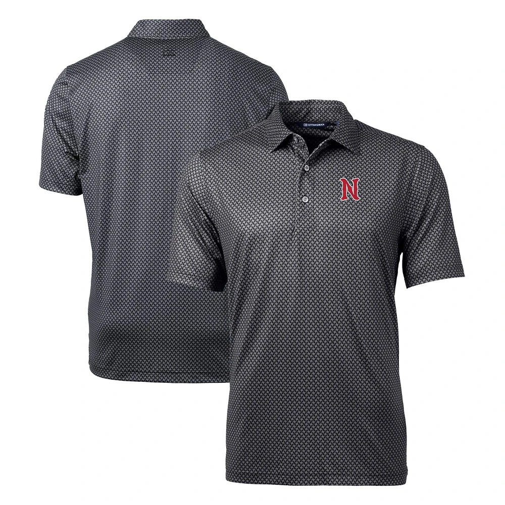 Men's Cutter & Buck Black Nashville Sounds Big & Tall Pike Banner Print Stretch Polo