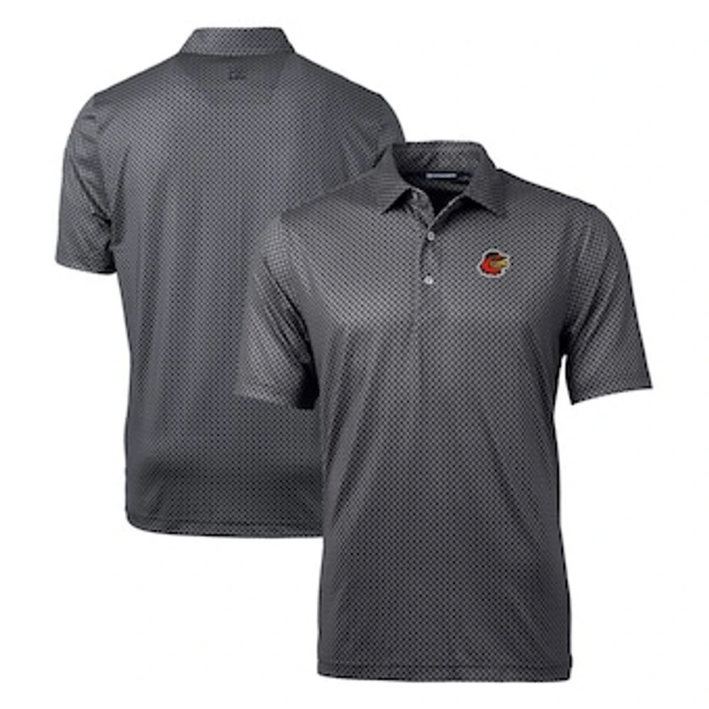 Men's Cutter & Buck Black Rochester Red Wings Big & Tall Pike Banner Print Stretch Polo