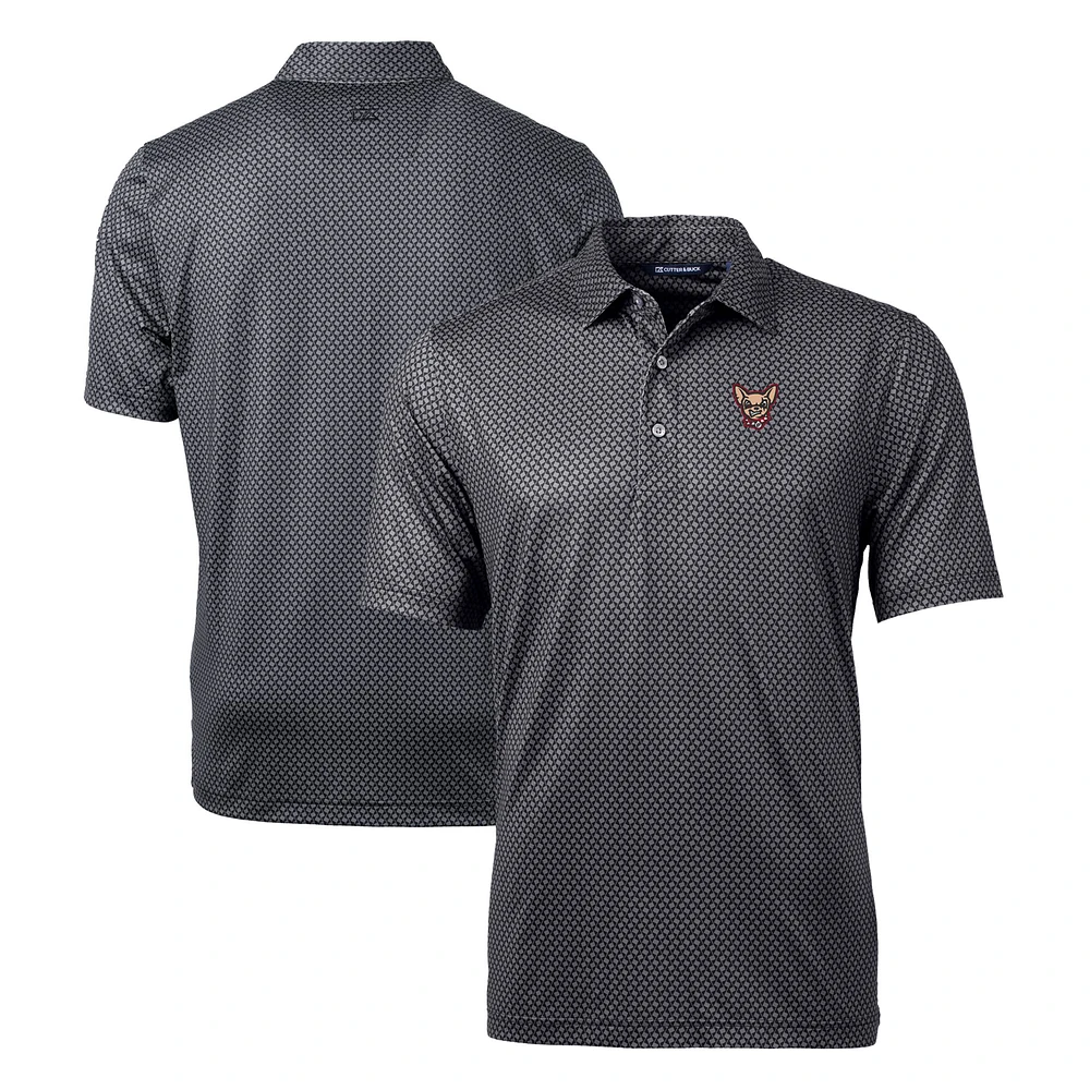 Men's Cutter & Buck Black El Paso Chihuahuas Big & Tall Pike Banner Print Stretch Polo