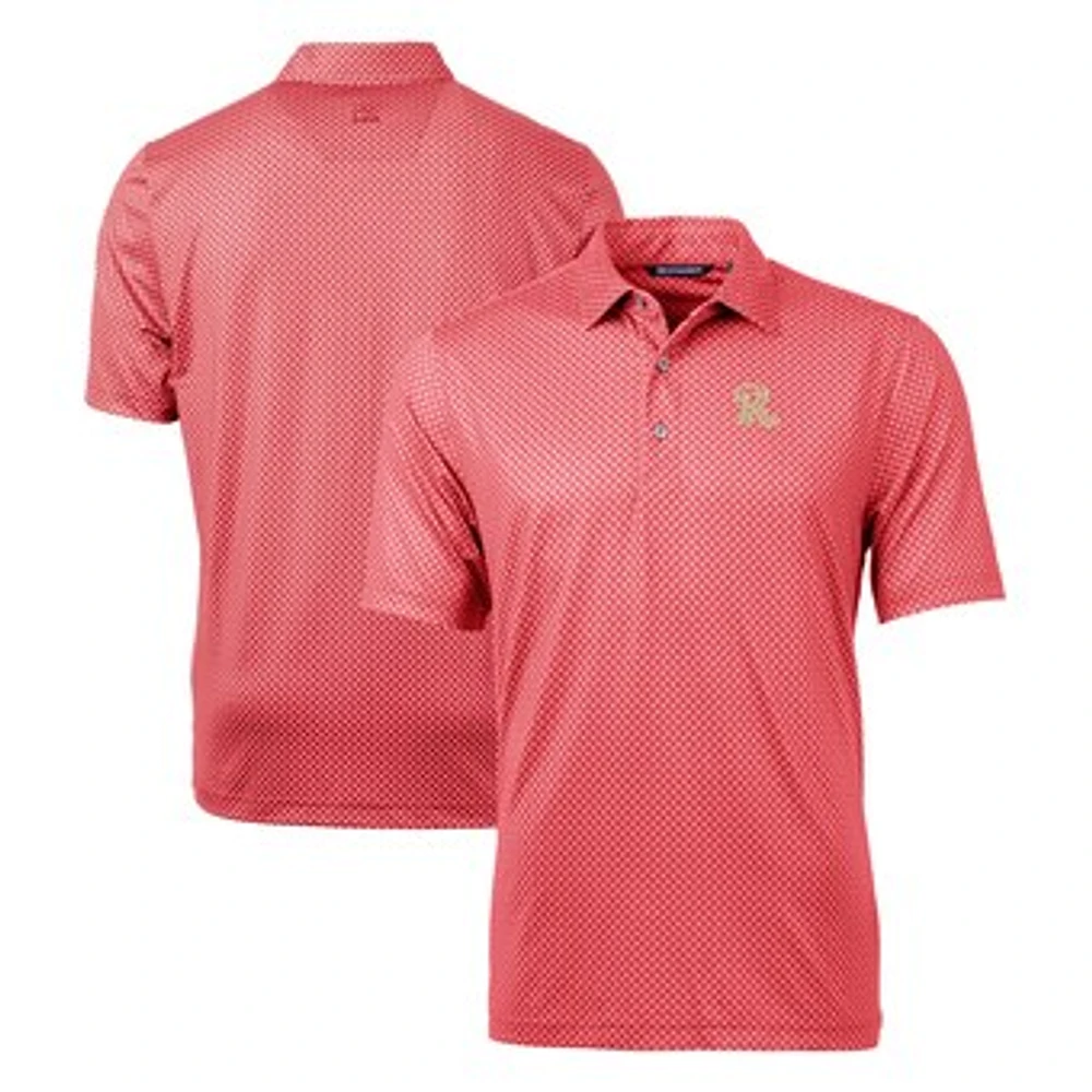 Men's Cutter & Buck Red Frisco RoughRiders Big Tall Pike Banner Print Stretch Polo