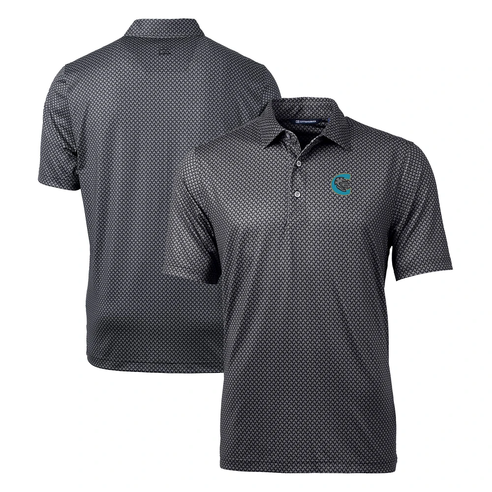 Men's Cutter & Buck Charlotte Knights Big & Tall Pike Banner Print Stretch Polo