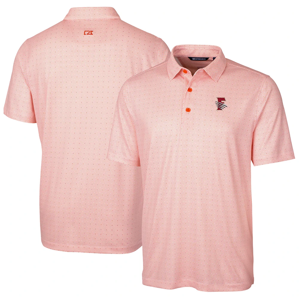 Men's Cutter & Buck Orange Fresno Grizzlies Big Tall DryTec Pike Double Dot Print Stretch Polo