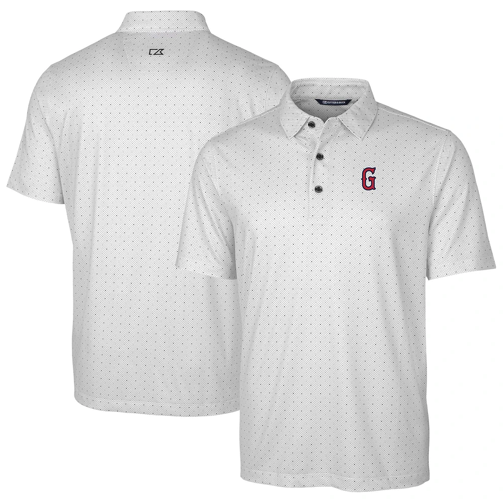 Men's Cutter & Buck Charcoal Greenville Drive Big & Tall DryTec Pike Double Dot Print Stretch Polo