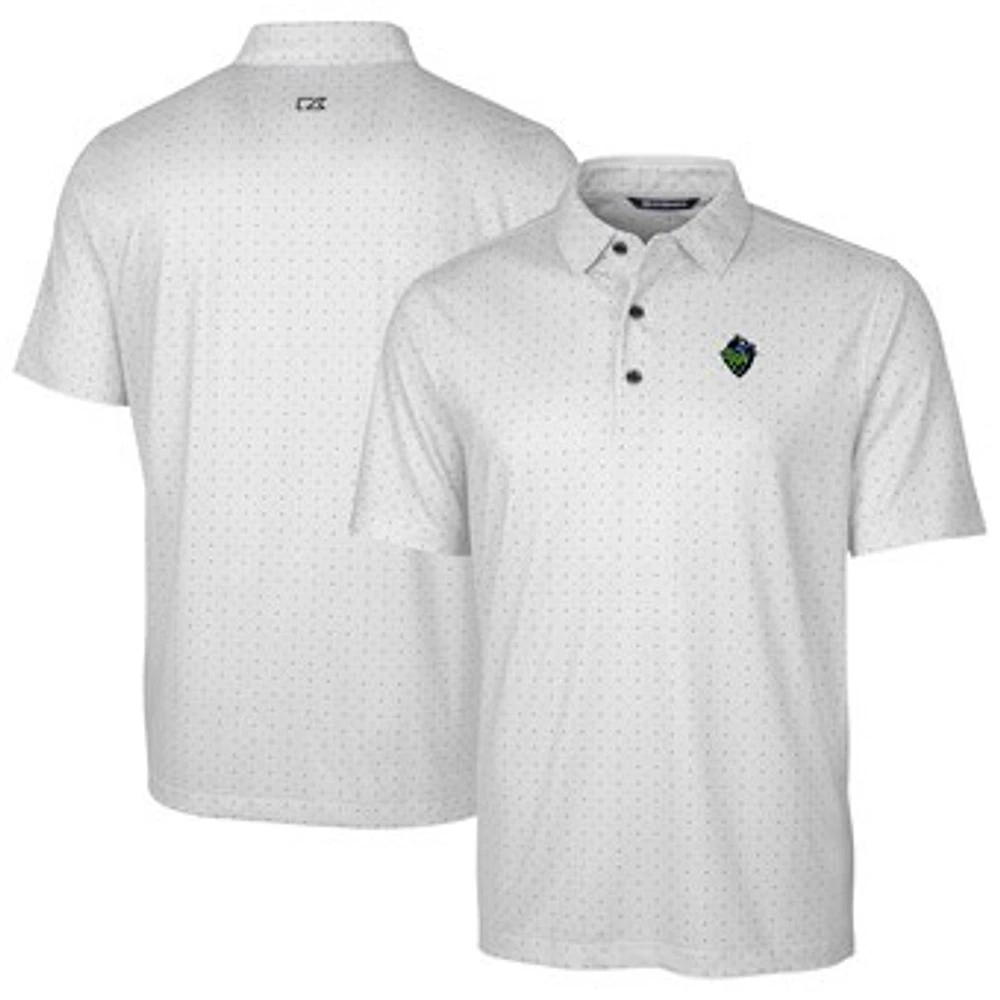 Men's Cutter & Buck Charcoal Hillsboro Hops Big & Tall DryTec Pike Double Dot Print Stretch Polo