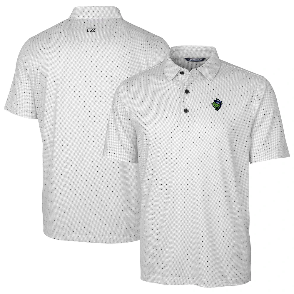Men's Cutter & Buck Charcoal Hillsboro Hops Big & Tall DryTec Pike Double Dot Print Stretch Polo